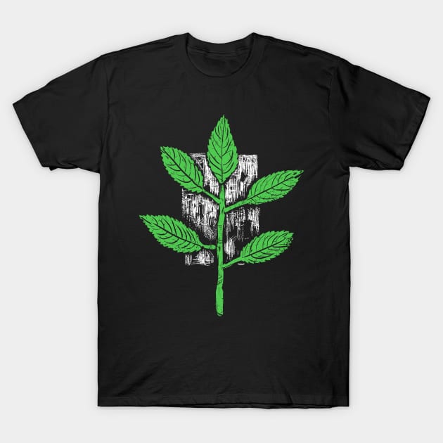 leaves on a branch - woodcut T-Shirt by Nikokosmos